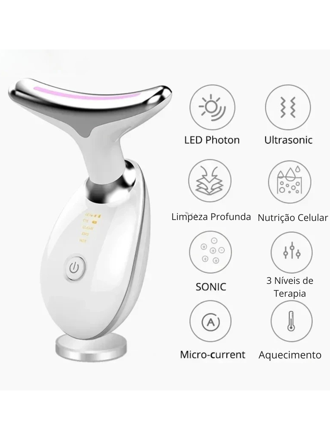 Kemoko Dispositivo de Beleza para Pescoço e Rosto com Microcorrente para lifting facial