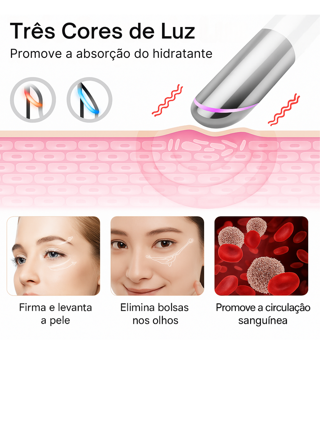 Massageador de Olhos com Vibração IPL - Suaviza linhas finas e olheiras