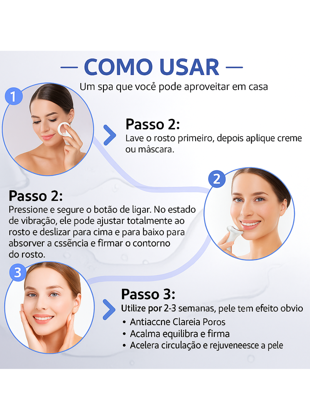 Kemoko Dispositivo de Beleza para Pescoço e Rosto com Microcorrente para lifting facial