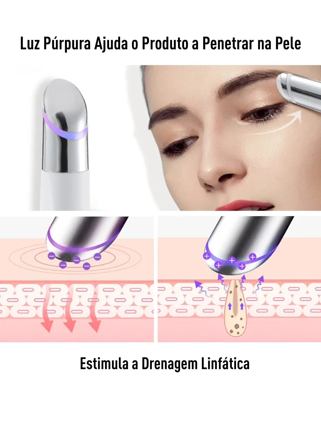 Massageador de Olhos com Vibração IPL - Suaviza linhas finas e olheiras
