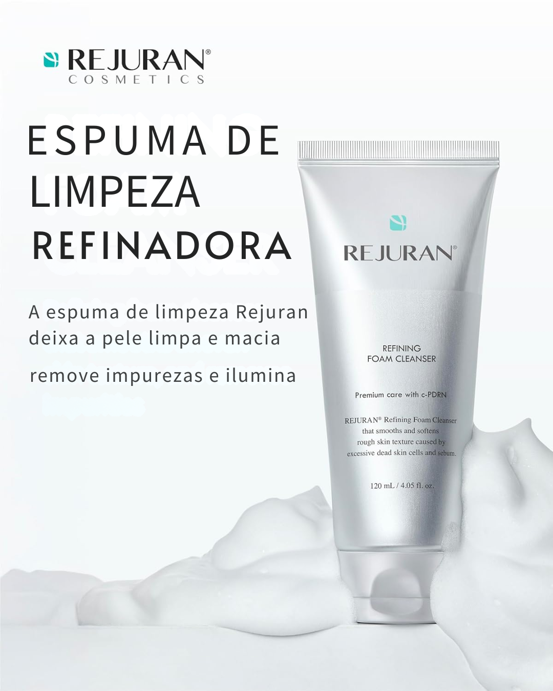 Espuma de Limpeza Facial Refinadora com c-PDRN® e Ácido Hialurônico | REJURAN® para Poros e Pele Lisa