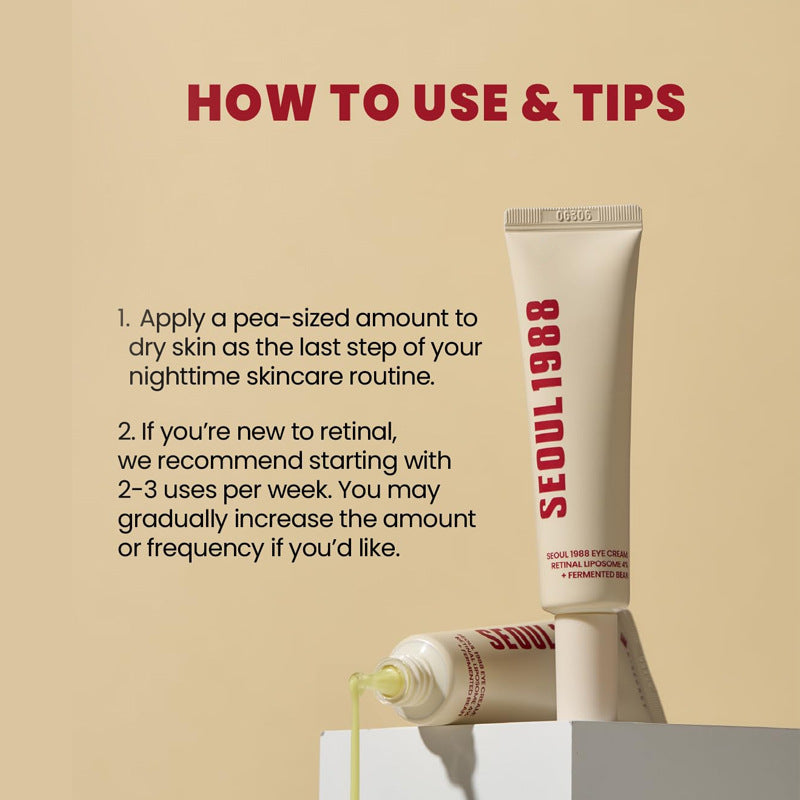 Creme para Área dos Olhos SEOUL 1988  com Retinal 4% – Reduz Olheiras, Linhas Finas e Melhora a Firmeza | Com Peptídeos e Bakuchiol