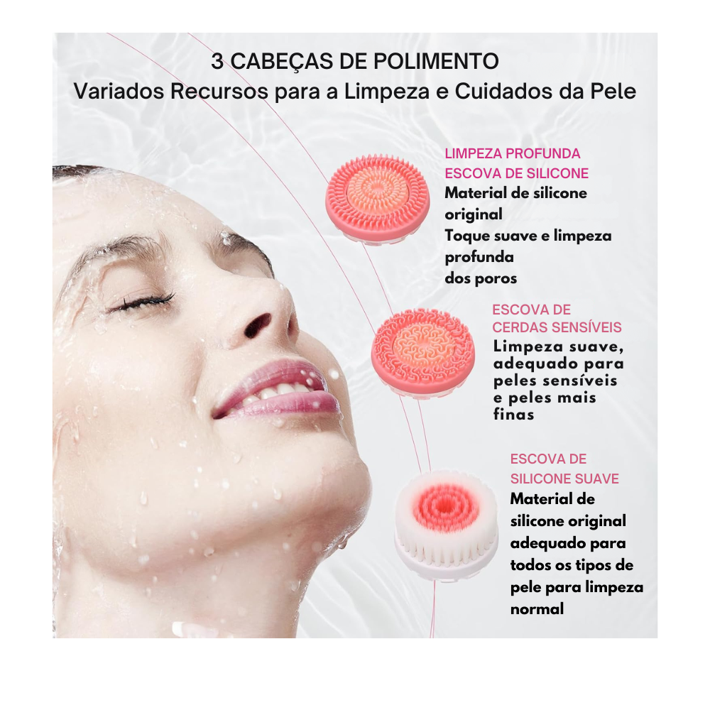Escova de Limpeza Facial Elétrica Sonic KOREYA - Rotativa, Ultrassom Para Limpeza e Renovação da Pele