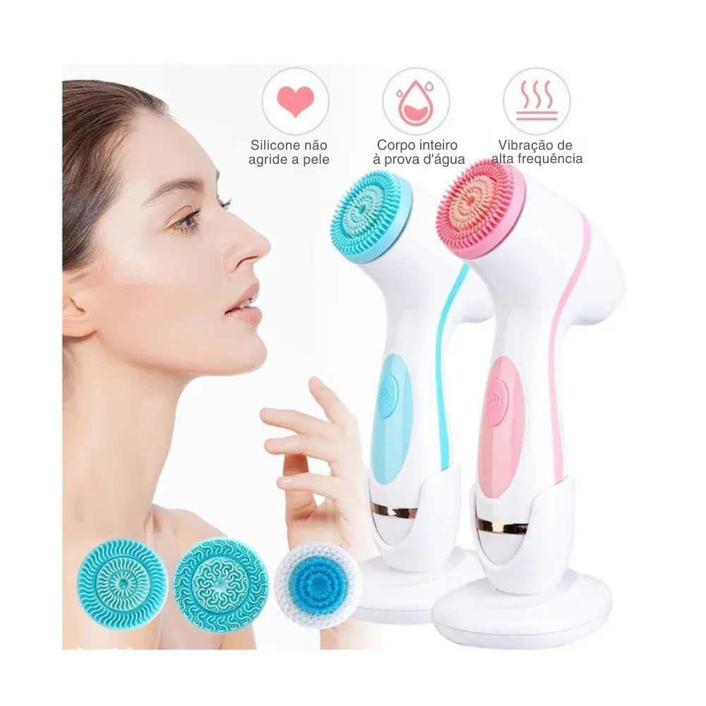 Escova de Limpeza Facial Elétrica Sonic KOREYA - Rotativa, Ultrassom Para Limpeza e Renovação da Pele