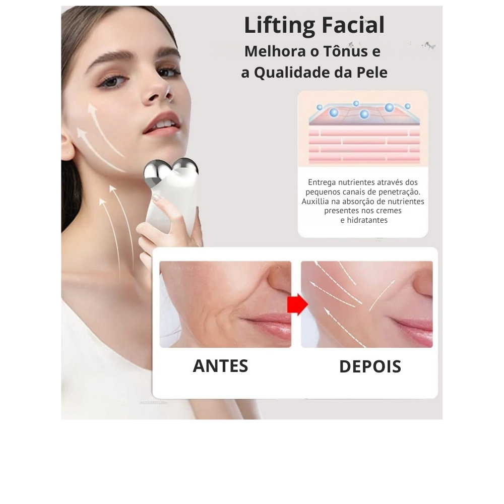 Dispositivo de Estimulação Facial - microcorrente EMS NOVATTO  - lifting do contorno do rosto e estimulo de colágeno