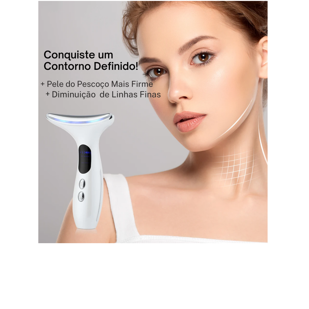 Equipamento para Tonificação do Pescoço e Rosto com 3 cores Led Terapia da Pele
