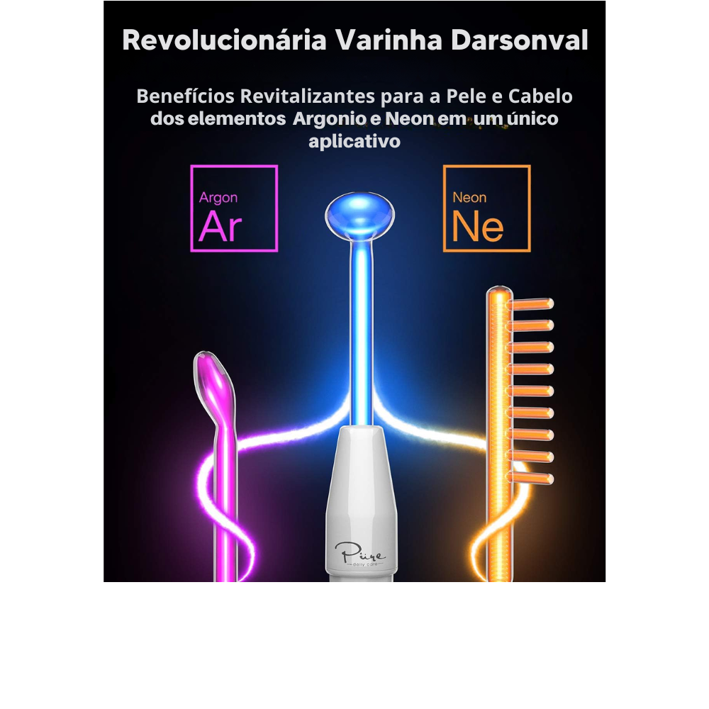 Aparelho de Alta Frequência DARSONVAL- 6 em 1, Terapia Facial Anti-Envelhecimento, Acne e Cabelo