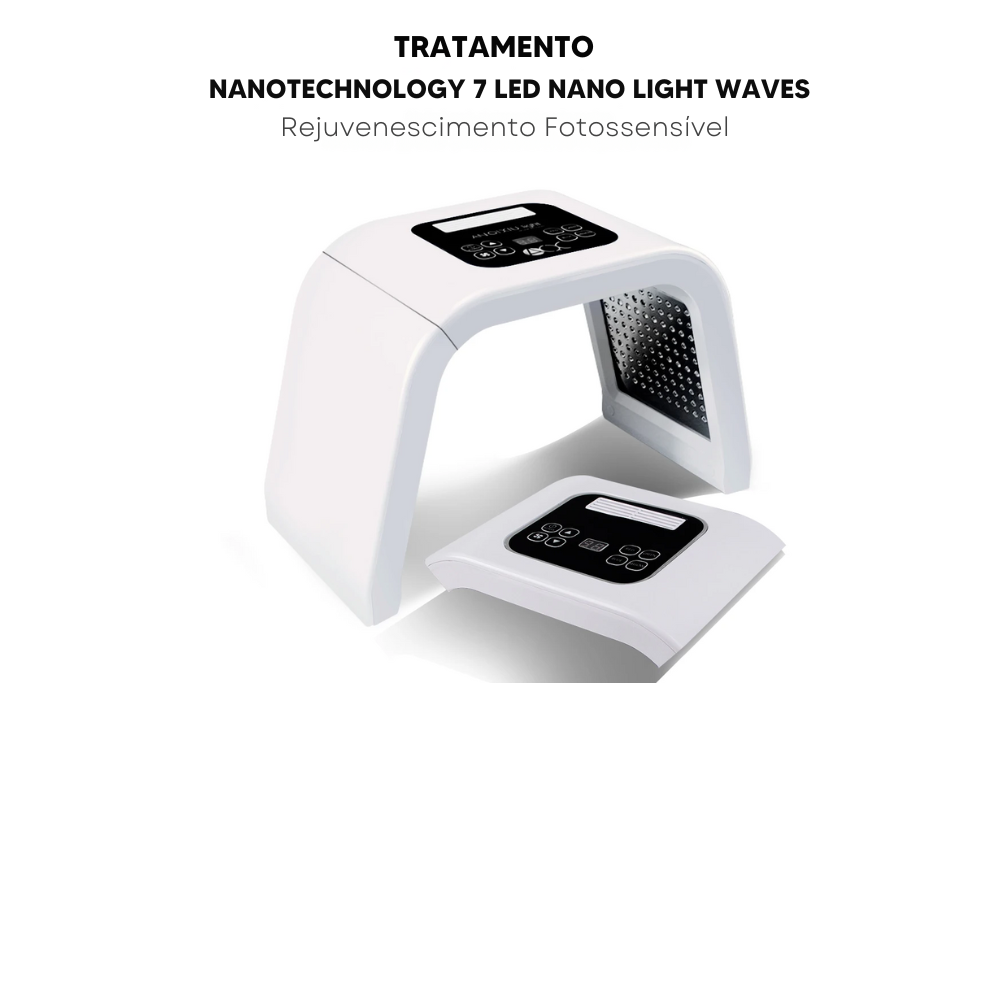 Dispositivo para Face, Pescoço, Mãos e Colo com Luz Led de 7 cores, Rejuvenecimento da pele e Tratamento Anti Acne