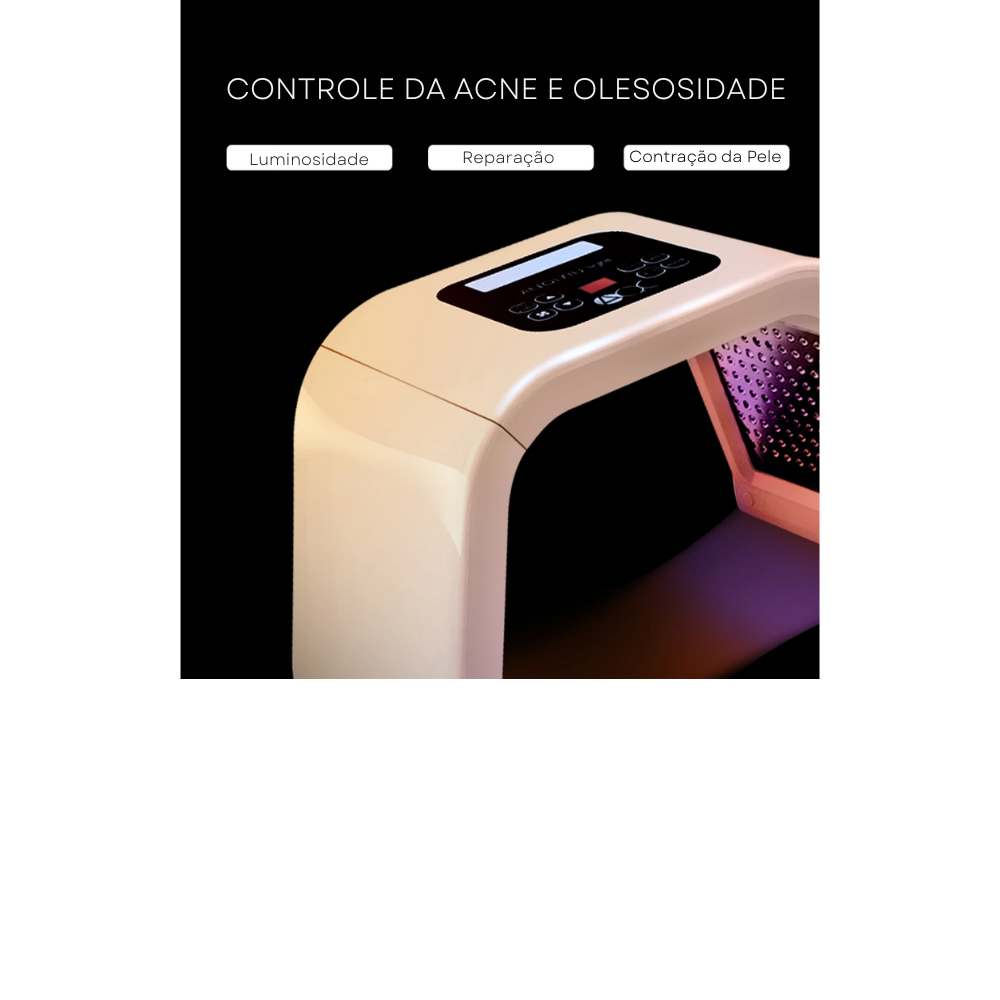 Dispositivo para Face, Pescoço, Mãos e Colo com Luz Led de 7 cores, Rejuvenecimento da pele e Tratamento Anti Acne