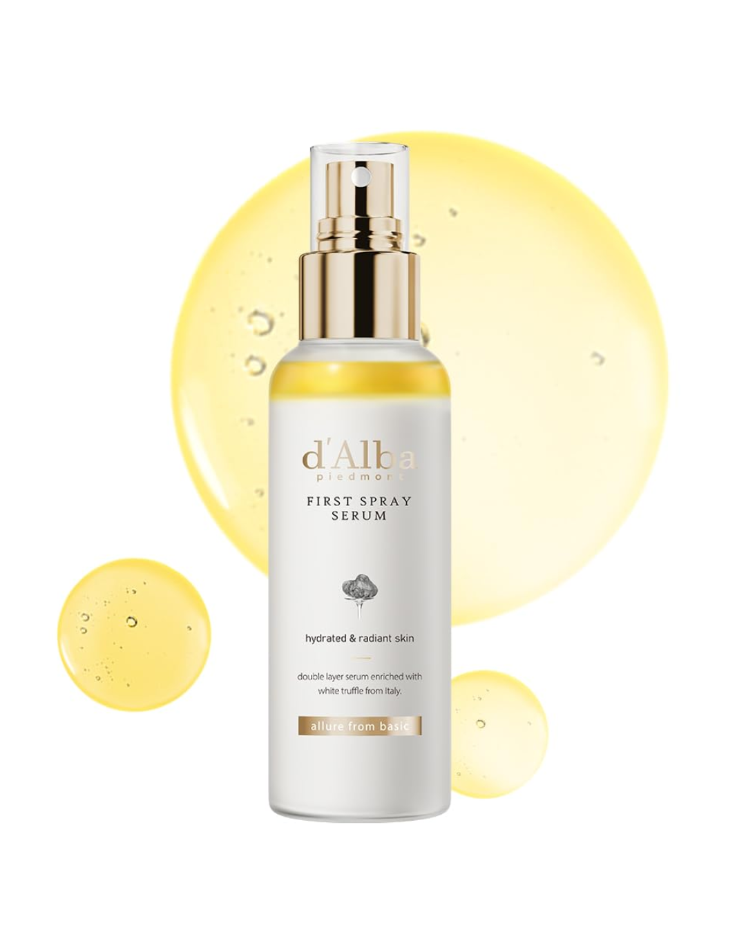 Spray Sérum Facial Glow com Trufa Branca Italiana | d’Alba First Spray Serum Vegano Hidratante