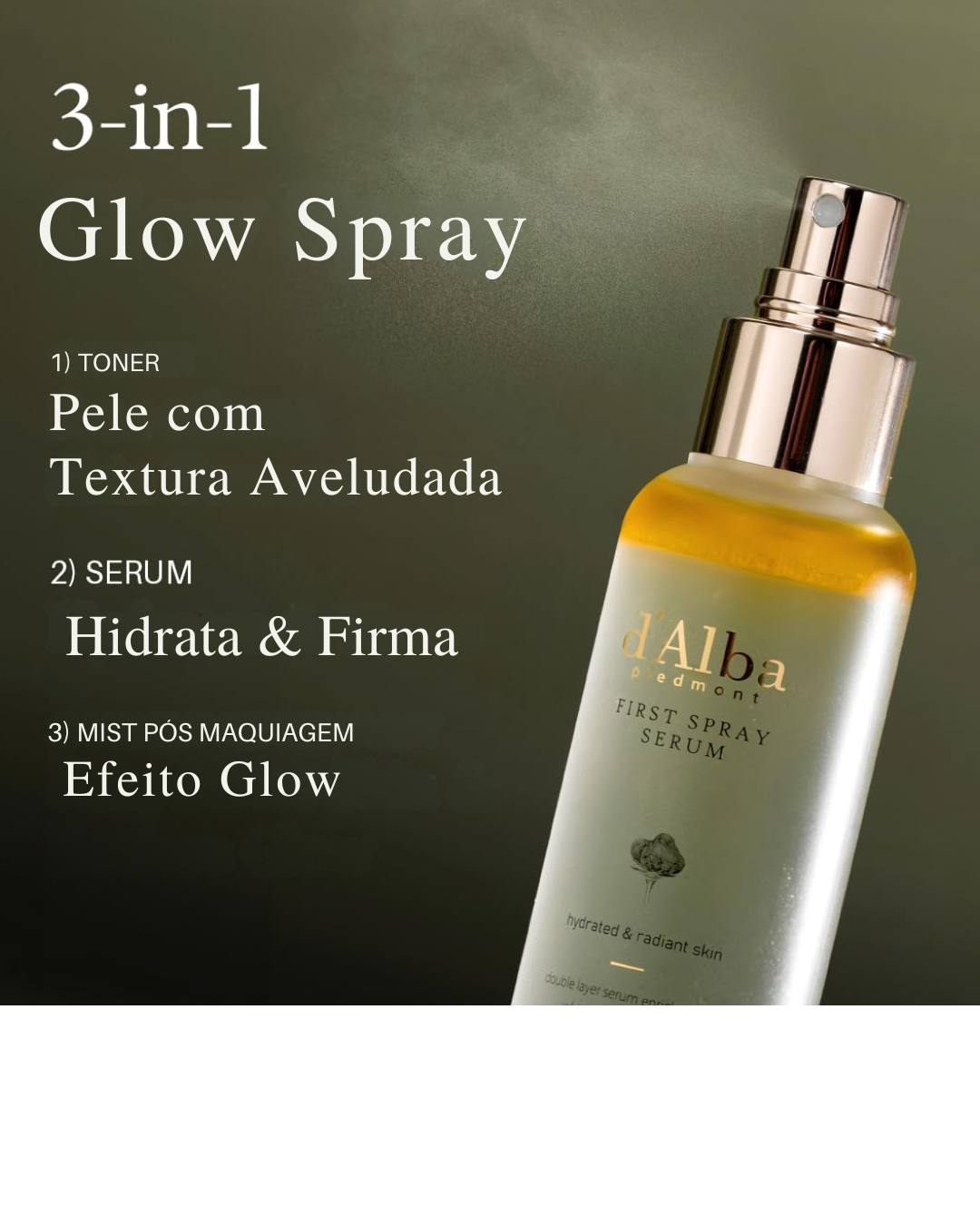 d’Alba White Truffle First Spray Serum – Sérum Facial Bifásico com Trufa Branca para Hidratação e Luminosidade
