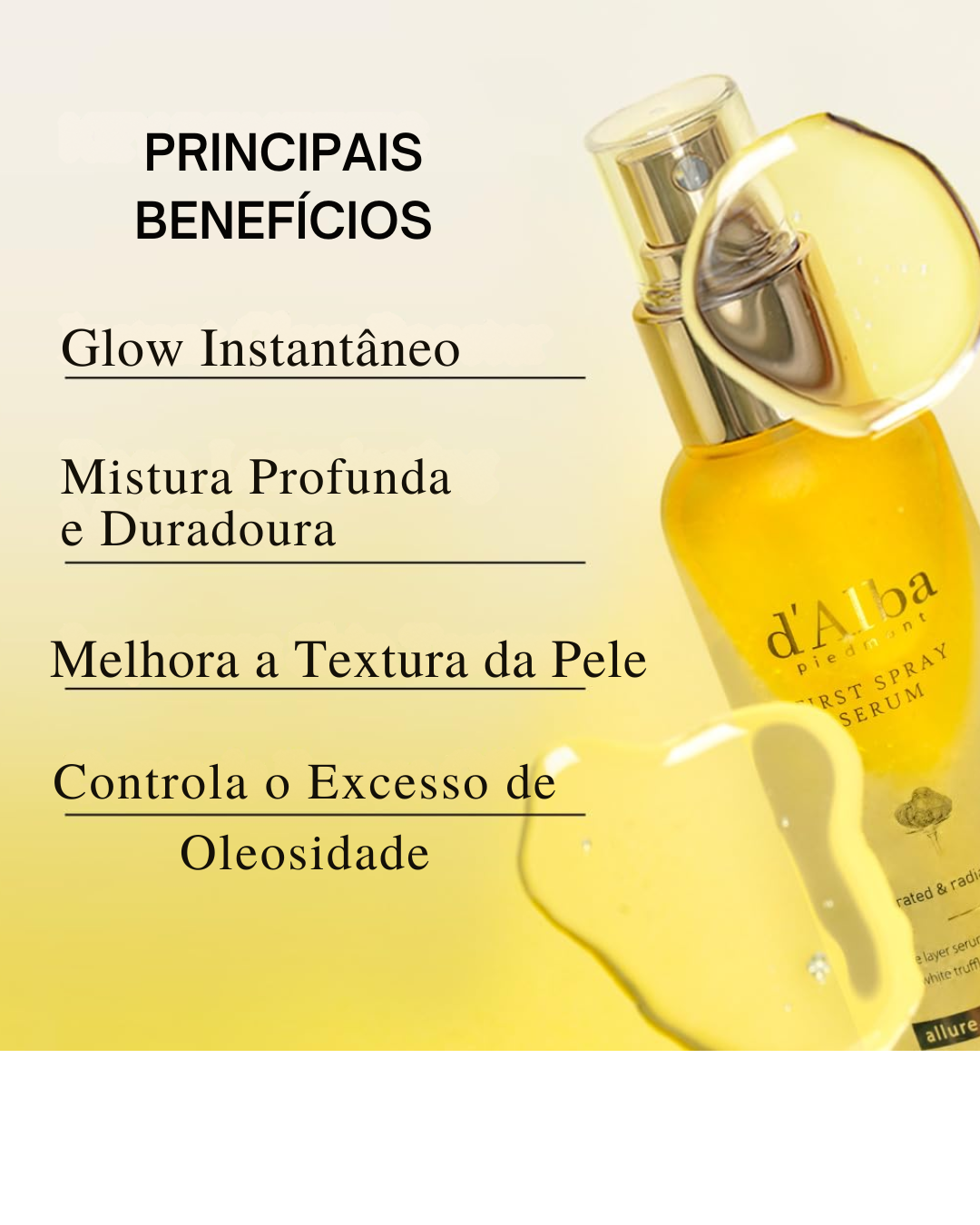 d’Alba White Truffle First Spray Serum – Sérum Facial Bifásico com Trufa Branca para Hidratação e Luminosidade