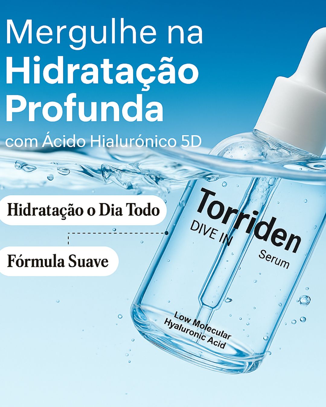 Sérum Torriden com Ácido Hialurônico Baixo Peso Molecular Hidratação Profunda
