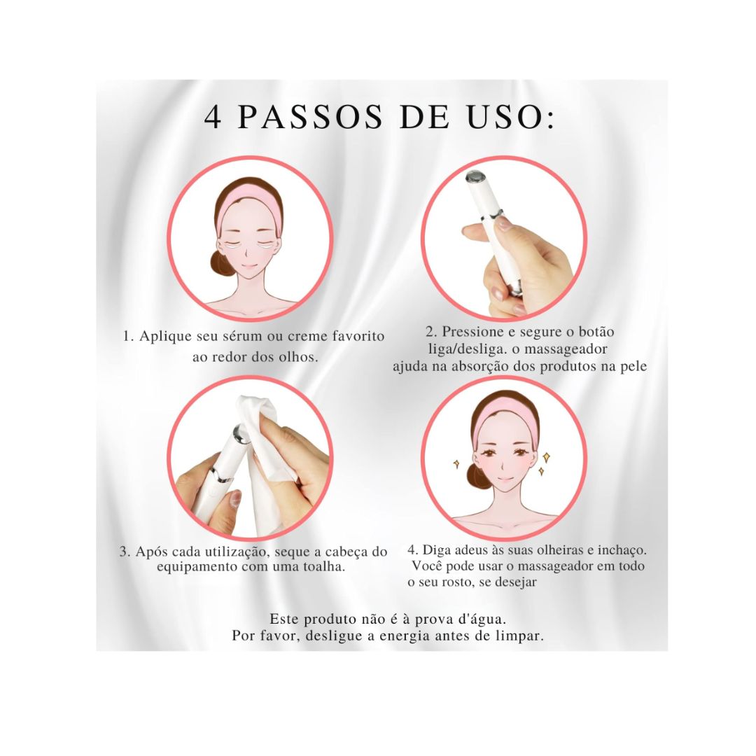 Massageador elétrico de olhos, vibração aquecida, dispositivo de massagem de beleza para olheiras, inchaço, remoção de fadiga ocular, rugas, caneta de cuidados com os olhos