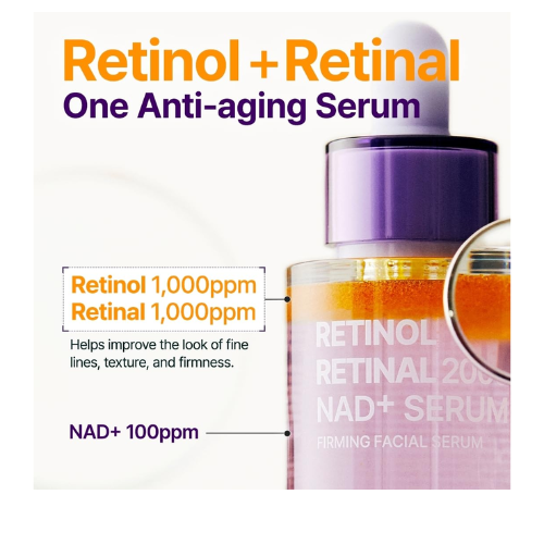 PURITO Retinol + Retinal com NAD+ 30ml – Sérum Antienvelhecimento para Rugas, Linhas Finas, Firmeza e Elasticidade