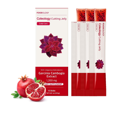 FOODOLOGY Coleology Cutting Jelly de Romã – Suplemento para Rotina de Controle Alimentar com Fibras, Chia e Garcinia, 30 Sticks
