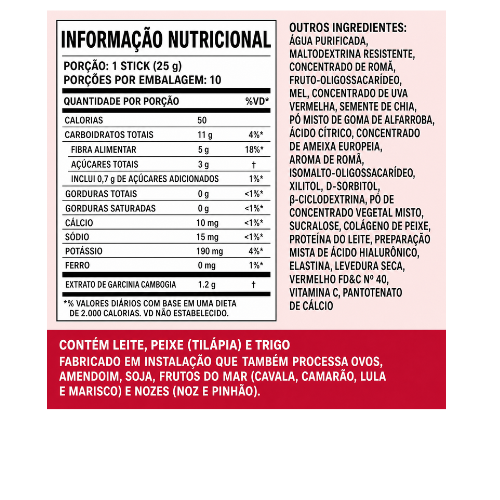 FOODOLOGY Coleology Cutting Jelly de Romã – Suplemento para Rotina de Controle Alimentar com Fibras, Chia e Garcinia, 30 Sticks