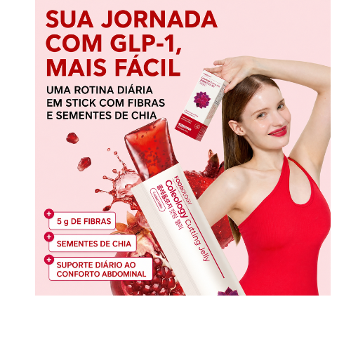 FOODOLOGY Coleology Cutting Jelly de Romã – Suplemento para Rotina de Controle Alimentar com Fibras, Chia e Garcinia, 30 Sticks