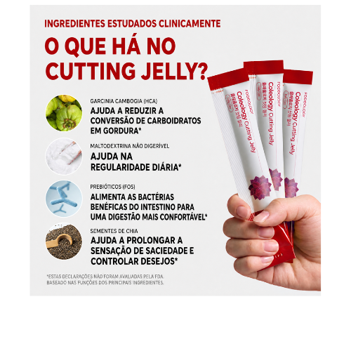 FOODOLOGY Coleology Cutting Jelly de Romã – Suplemento para Rotina de Controle Alimentar com Fibras, Chia e Garcinia, 30 Sticks