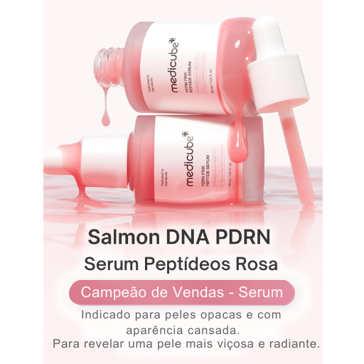 Sérum Rosa PDRN Medicube com Peptídeos e Niacinamida - Hidratação e Firmeza