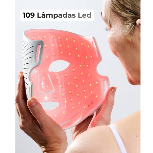 Máscara Facial LED Terapia Photon High 7 Cores em Silicone com 110 Leds - Anti Sinais
