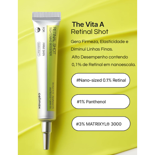 Celimax Retinal Shot 0,1% com Matrixyl e A-Shot para Linhas Finas, Poros Visíveis e Textura Irregular