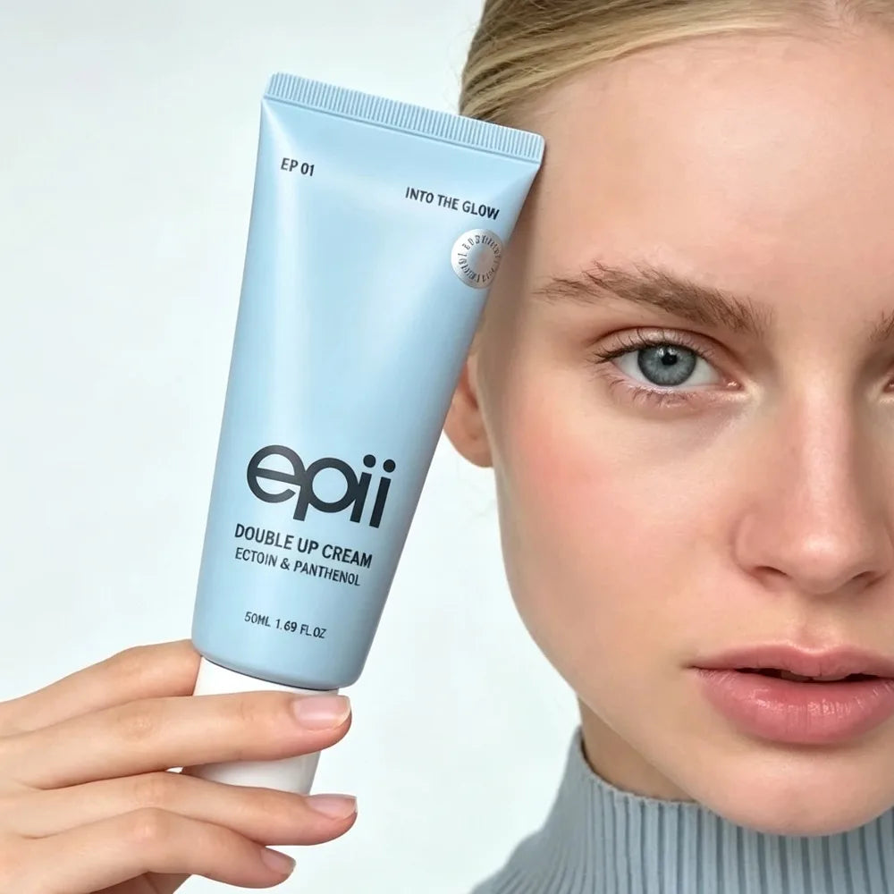 Epii Creme Double Up 50ml – Hidratante Facial Coreano com Ectoína, Pantenol e 15% de Esqualano para Hidratação Profunda, Barreira Cutânea e Alívio da Vermelhidão