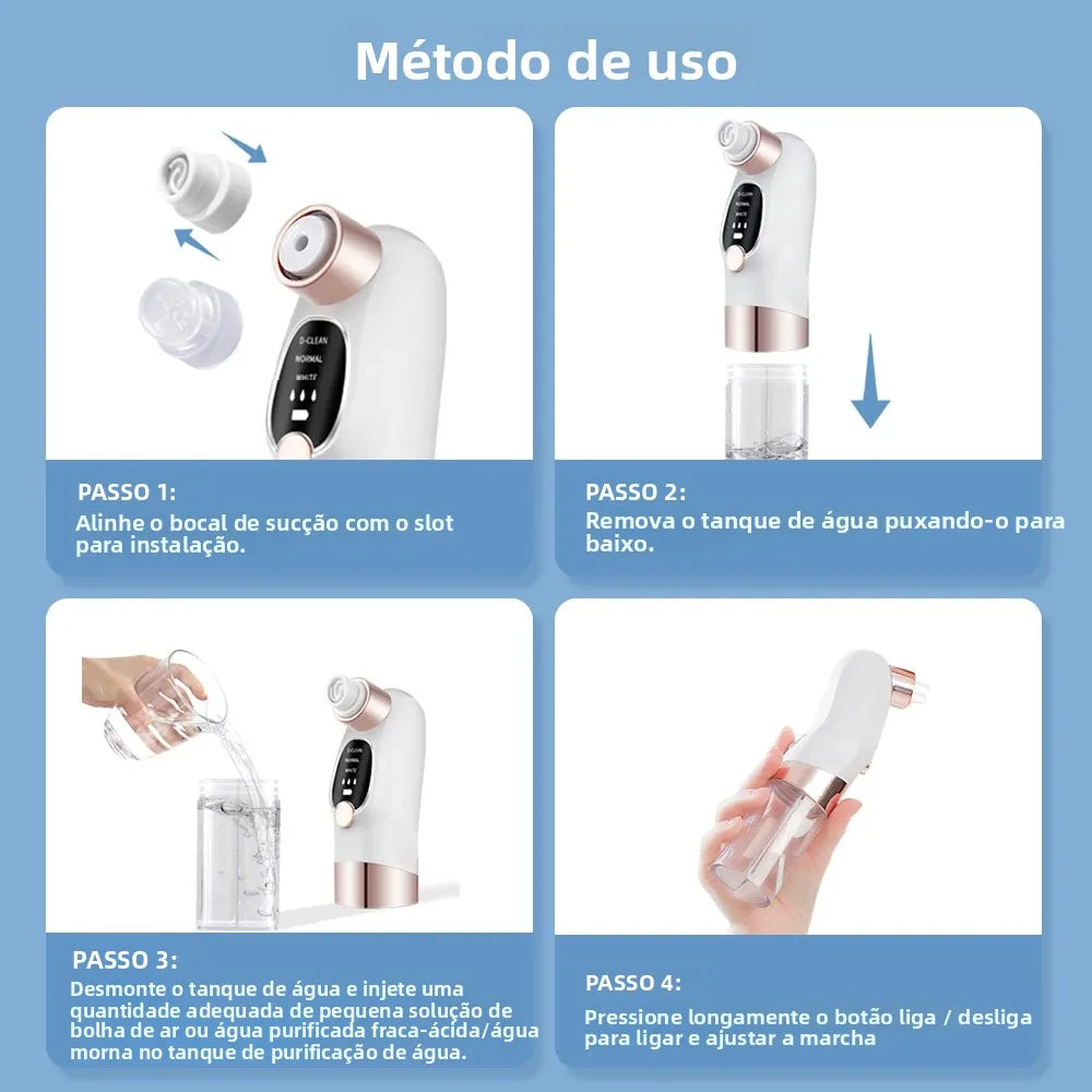 Removedor Elétrico de Cravos com Tecnologia Hailicare - Tratamento de Poros, Acne, Sucção a Vácuo