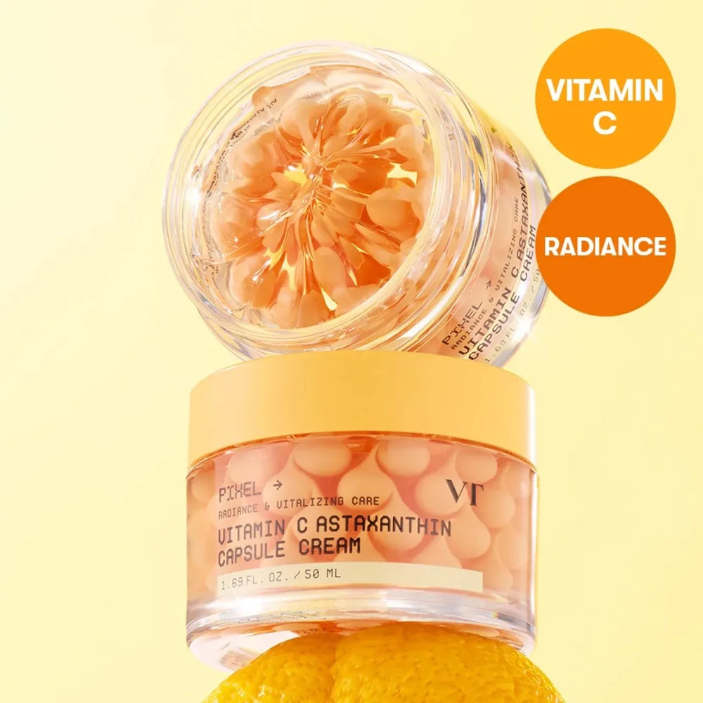 VT Cosmetics Creme Facial em Cápsulas de Vitamina C e Astaxantina para Luminosidade, Hidratação e Tom Irregular