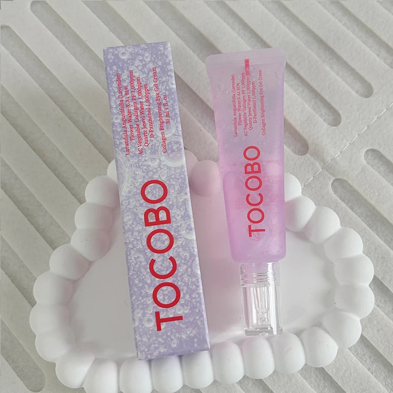 Tocobo Gel Creme Clareador para Olhos com Colágeno 30ml – Niacinamida, Lavanda e Hidratação para Olheiras e Linhas Finas