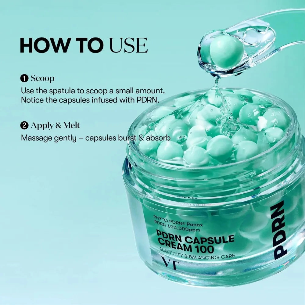 VT PDRN Capsule Cream 100 com Complexo PDRN, 10 Formas de Ácido Hialurônico e 9 Peptídeos – 50 ml