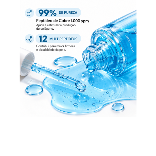 Sérum Facial Peptídeo de Cobre TOSOWOONG GHK-Cu 99% 12 Peptídeos Antienvelhecimento Rugas Firmeza Coreano