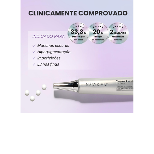 Creme para Área dos Olhos Mary&May Ácido Tranexâmico e Glutationa 30 g Creme para Olheiras e Tom Irregular com Niacinamida