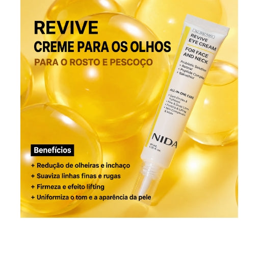 NIDA Revive Eye & Neck Cream com Retinal, Bakuchiol, Peptídeos e Probióticos – Creme para Olhos e Pescoço