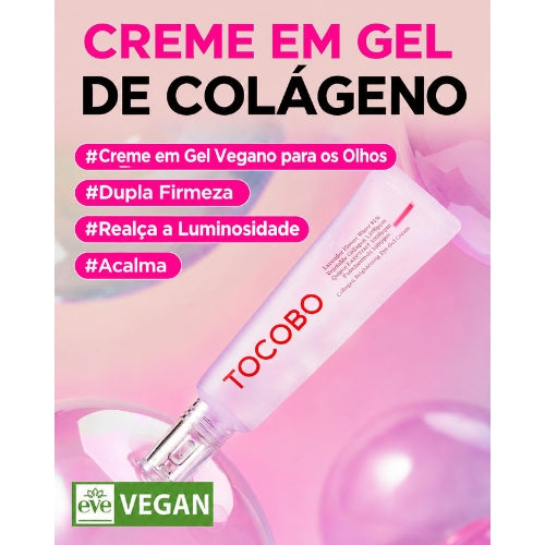 Tocobo Gel Creme Clareador para Olhos com Colágeno 30ml – Niacinamida, Lavanda e Hidratação para Olheiras e Linhas Finas