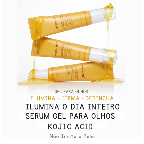 Sérum para Olhos Medicube com Ácido Kójico, Vitamina C, Retinol e Cafeína – Iluminador para Olheiras e Linhas Finas