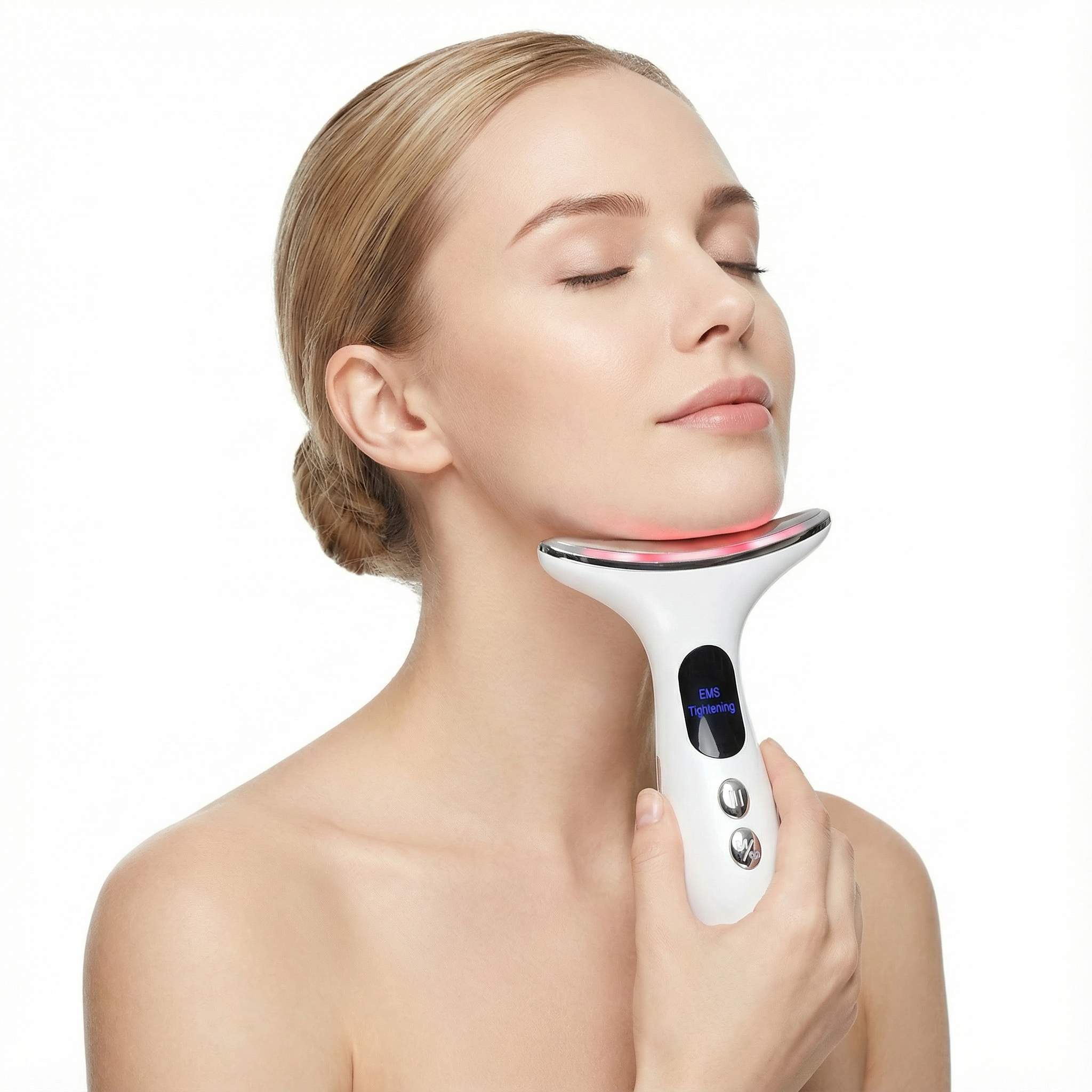 Equipamento para Tonificação do Pescoço e Rosto REVELL - Led Terapia e Microcorrente para Lifting