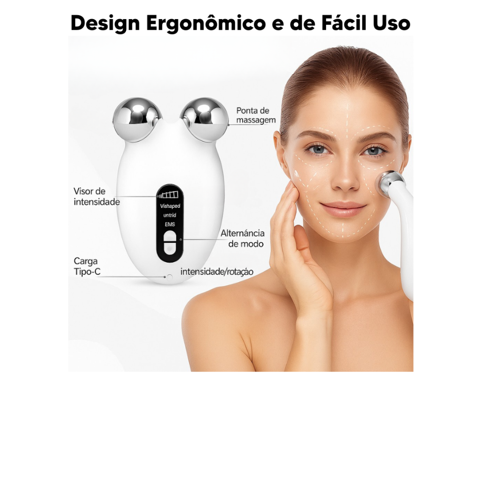 Dispositivo de Estimulação Facial - microcorrente EMS NOVATTO  - lifting do contorno do rosto e estimulo de colágeno