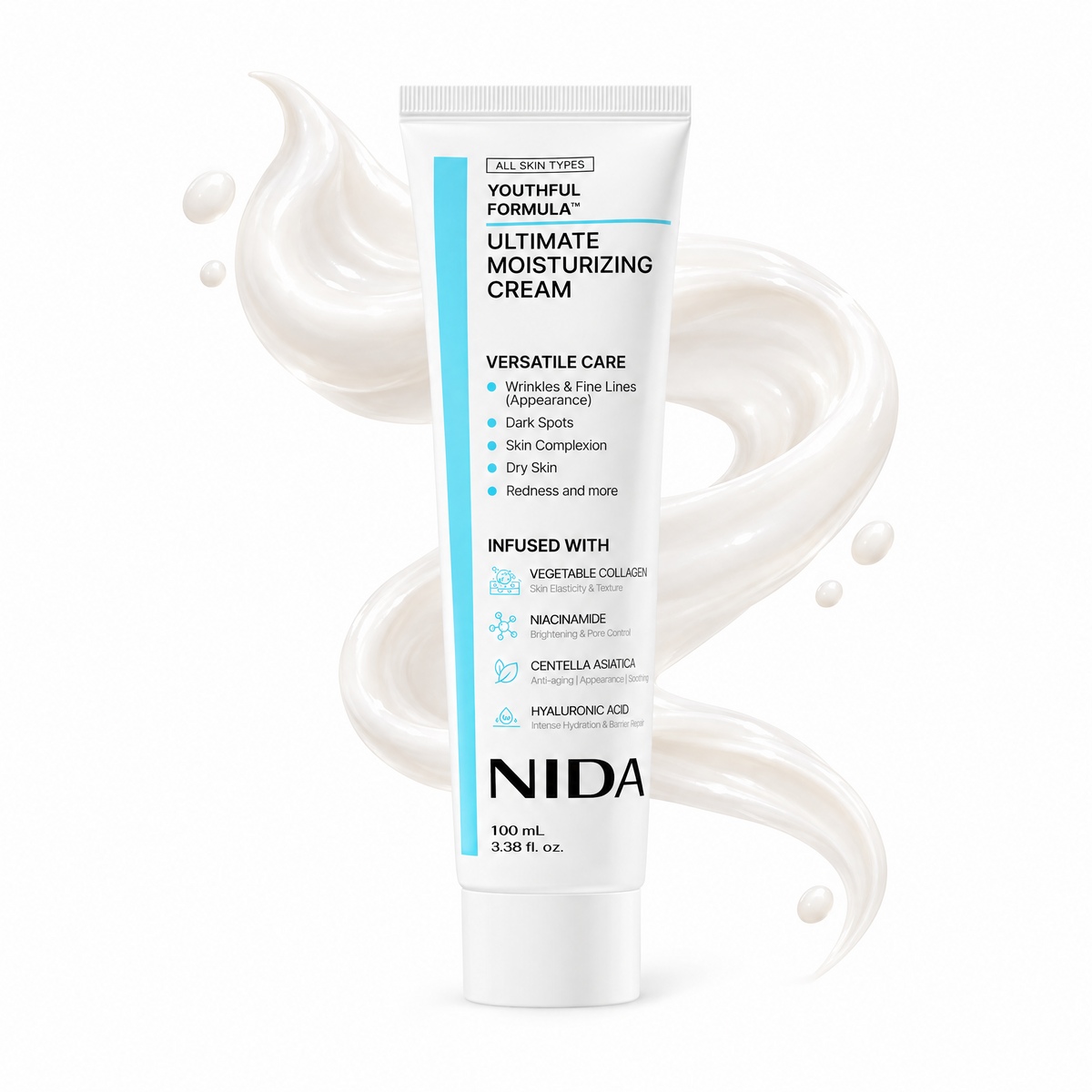 NIDA Youthful Formula™ Creme Hidratante Supremo com Centella, Niacinamida, Ácido Hialurônico e Colágeno