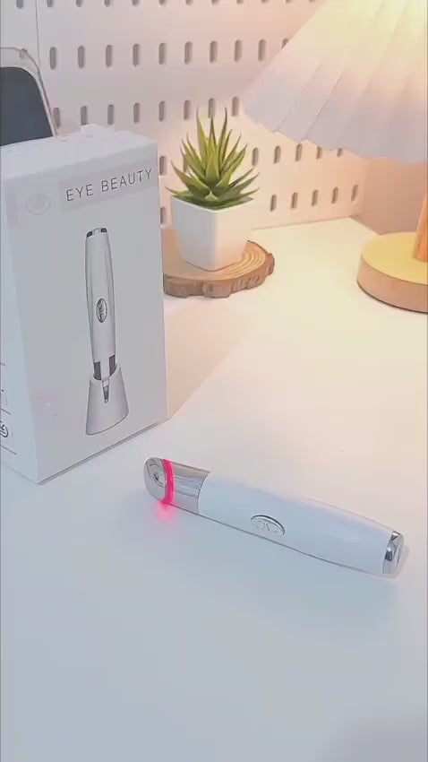 Massageador elétrico de olhos, vibração aquecida, dispositivo de massagem de beleza para olheiras, inchaço, remoção de fadiga ocular, rugas, caneta de cuidados com os olhos
