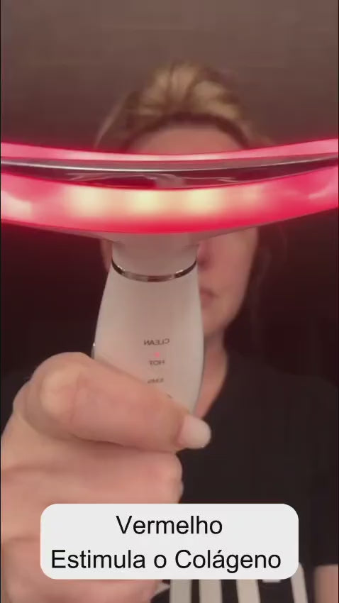 Equipamento para Tonificação do Pescoço e Rosto REVELL - Led Terapia e Microcorrente para Lifting